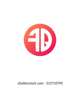 Initial letters FQ circle shape red orange simple logo