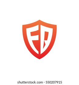 Initial letters FQ, EQ, shield shape red simple logo