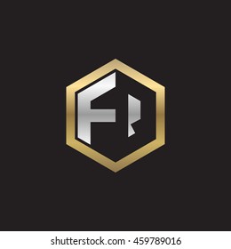 Initial letters FQ negative space hexagon shape logo silver gold
