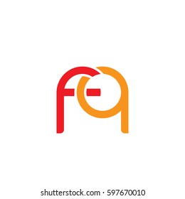 Initial letters fq, round linked chain shape lowercase logo modern design red orange
