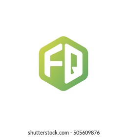 Initial letters FQ rounded hexagon shape green simple modern logo