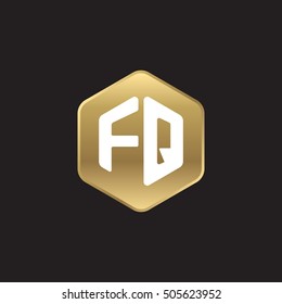 Initial letters FQ rounded hexagon shape gold modern logo