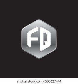 Initial letters FQ rounded hexagon shape silver modern logo