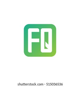 Initial letters FQ rounded square shape green simple logo