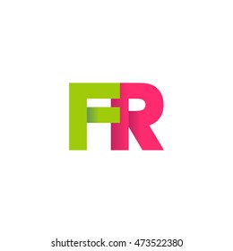 Initial letters FR overlapping fold logo green magenta