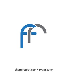 Initial letters fr, round linked chain shape lowercase logo modern design blue gray