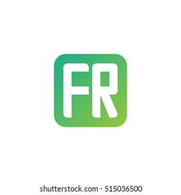 Initial letters FR rounded square shape green simple logo