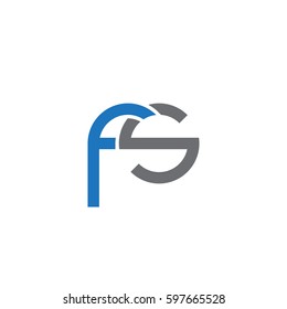Initial letters fs, round linked chain shape lowercase logo modern design blue gray