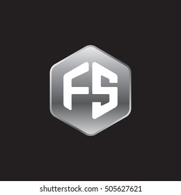 Initial letters FS rounded hexagon shape silver modern logo