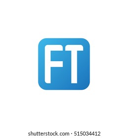 Initial letters FT rounded square shape blue simple logo