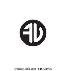 Initial letters FU circle shape monogram black simple logo