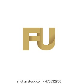 Initial letters FU overlapping fold logo brown gold