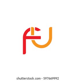 Initial letters fu, round linked chain shape lowercase logo modern design red orange