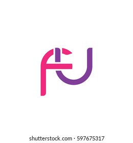 Initial letters fu, round linked chain shape lowercase logo modern design pink purple