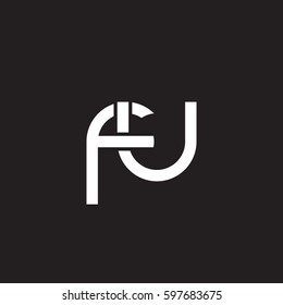Initial letters fu, round linked chain shape lowercase logo modern design white black background