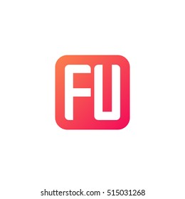 Initial letters FU rounded square shape red orange simple logo