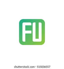 Initial letters FU rounded square shape green simple logo