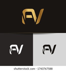 Initial letters FV linked monogram logo vector. Business logo monogram two overlap letters inside circle isolated on black background.