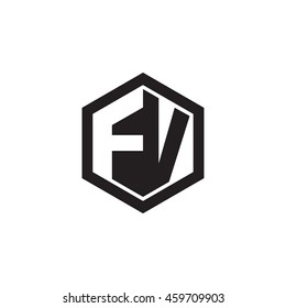 Initial letters FV negative space hexagon shape monogram logo