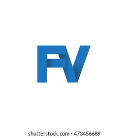 Initial letters FV overlapping fold logo blue