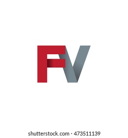 Initial letters FV overlapping fold logo red gray