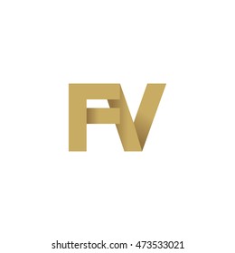 Initial letters FV overlapping fold logo brown gold