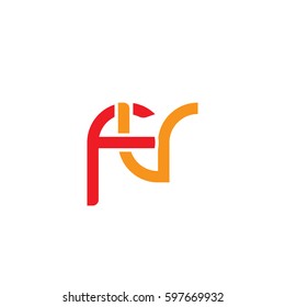Initial letters fv, round linked chain shape lowercase logo modern design red orange