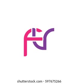 Initial letters fv, round linked chain shape lowercase logo modern design pink purple