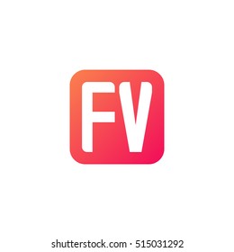 Initial letters FV rounded square shape red orange simple logo