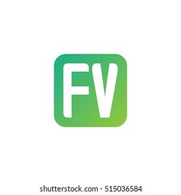 Initial letters FV rounded square shape green simple logo