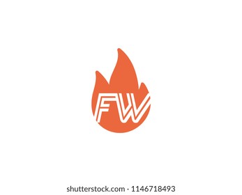 Initial letters FW in fire. Logo vector