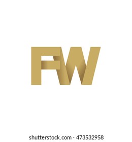 Initial letters FW overlapping fold logo brown gold