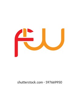 Initial letters fw, round linked chain shape lowercase logo modern design red orange