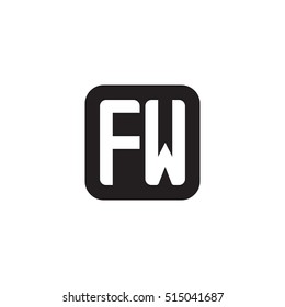 Initial letters FW rounded square shape monogram black simple logo