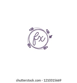initial letters fx beauty spa logo design, with flower, love and butterfly illustration