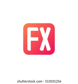 Initial letters FX rounded square shape red orange simple logo