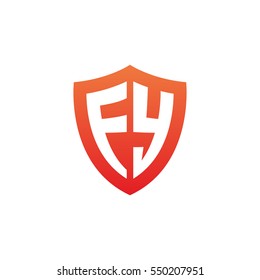 Initial letters FY, EY, shield shape red simple logo