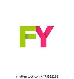Initial letters FY overlapping fold logo green magenta