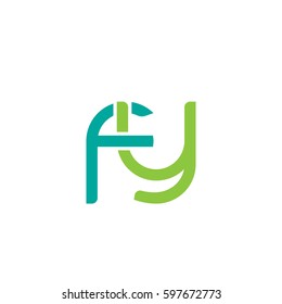 Initial letters fy, round linked chain shape lowercase logo modern design modern green