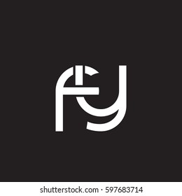 Initial letters fy, round linked chain shape lowercase logo modern design white black background