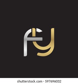Initial letters fy, round linked chain shape lowercase logo modern design silver gold