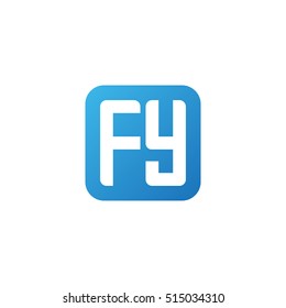 Initial letters FY rounded square shape blue simple logo