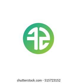 Initial letters FZ circle shape green simple logo