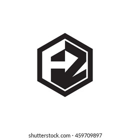 Initial letters FZ negative space hexagon shape monogram logo