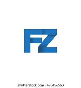 Initial letters FZ overlapping fold logo blue