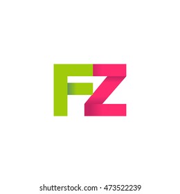 Initial letters FZ overlapping fold logo green magenta