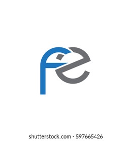 Initial letters fz, round linked chain shape lowercase logo modern design blue gray