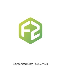 Initial letters FZ rounded hexagon shape green simple modern logo