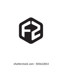 Initial letters FZ rounded hexagon shape monogram black simple modern logo