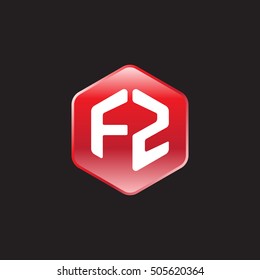 Initial letters FZ rounded hexagon shape red modern logo